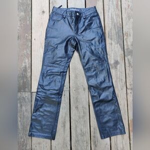 Vtg Y2K Leather Jeans Gap Womens 4 Pants Bootcut Black Biker Motorcycle Grunge
